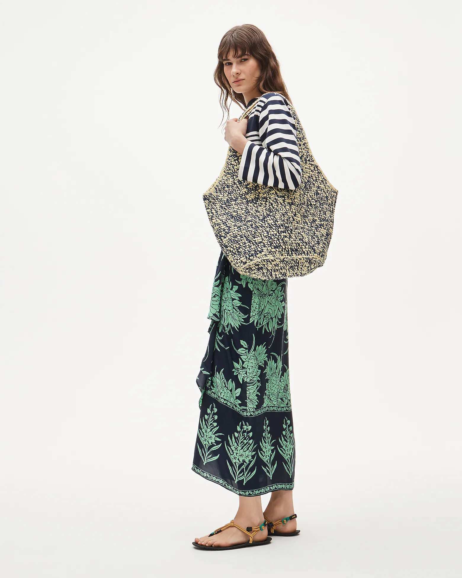 Large handwoven tote in marled straw | J. Crew US