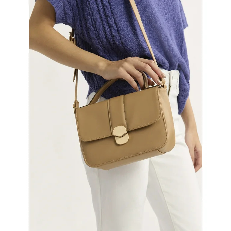 Time and Tru Women's Vida Crossbody Bag, Mocha Splash | Walmart (US)