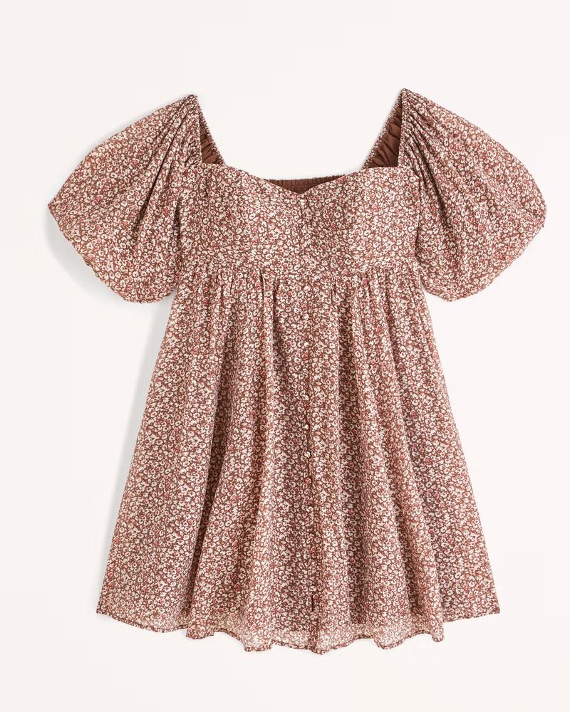 Off-The-Shoulder Button-Through Mini Dress | Abercrombie & Fitch (US)