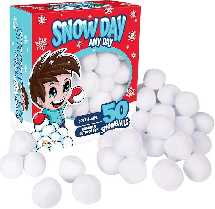 Giraffe 2.5 Inches Jumbo Fun Fake Snowball 50 Pack for Kids - Artificial Snowballs Bulk for Indoo... | Amazon (US)