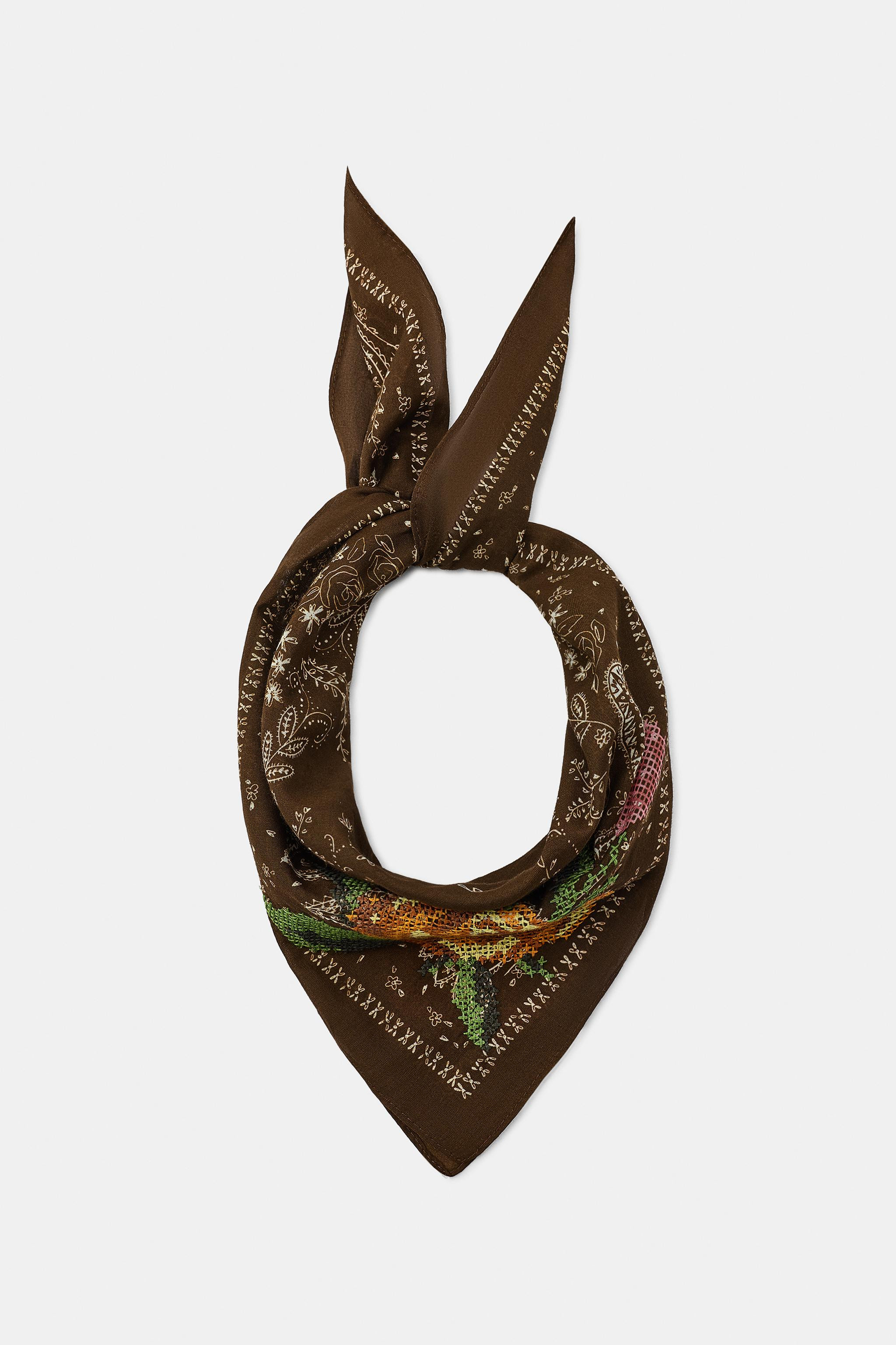 FOULARD BANDANA BRODÉ FLEURS | Zara FR