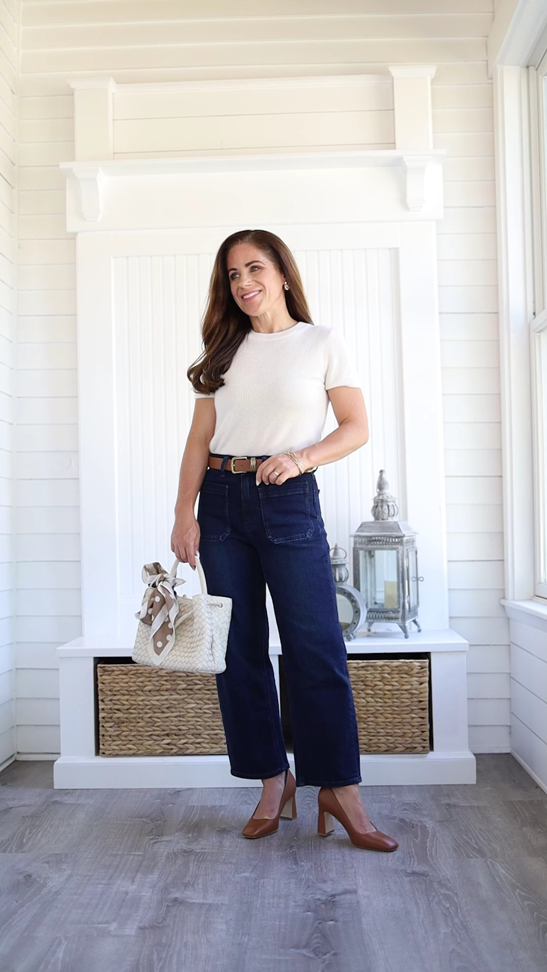 24” INSEAM! 🎉 If you’re very petite and tired of assuming every pair of jeans will need hemming, put these @Quince Bella ultra stretch patch pocket wide-leg jeans on your radar.I’m 4’11, and the Short length gives me the wide-leg silhouette I want without completely overwhelming my frame — or requiring me to immediately visit a tailor.I also love the patch-pocket detail, which gives these a slightly elevated, 70s-inspired feel. Pair them with a fitted knit now, then add a shorter trench or wool coat for fall.Proof that petites absolutely can wear wide-leg denim. The proportions just have to work.Wearing size 25 Short in Deep Sea Blue + Quince's Mongolian cashmere tee. #QuincePartner 

#LTKOver40 #LTKPetite #LTKootd