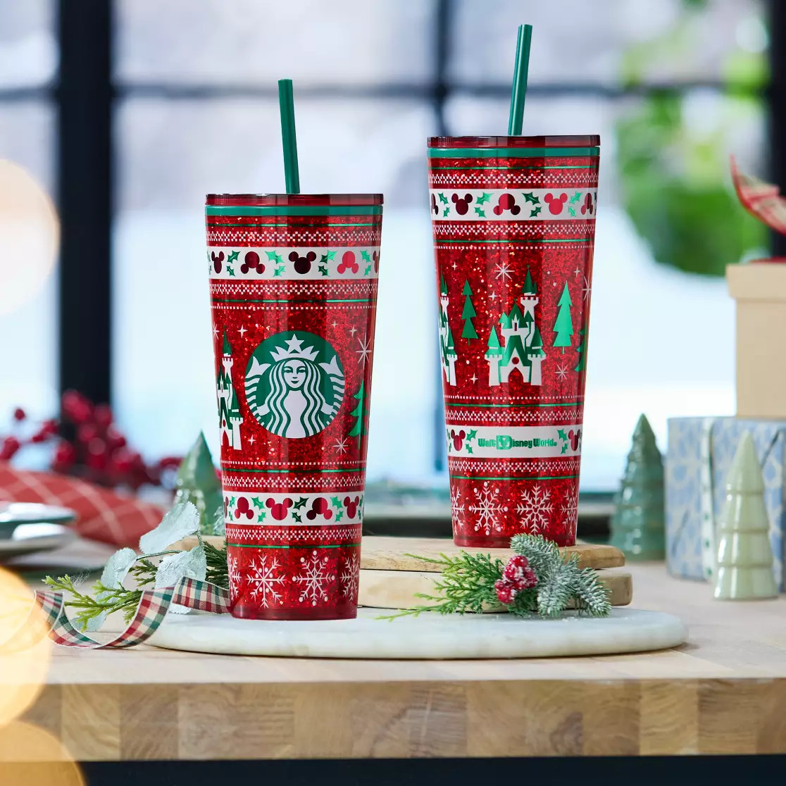 Walt Disney World Holiday Fair Isle 24 oz. Starbucks® Travel Tumbler with Straw | Disney Store