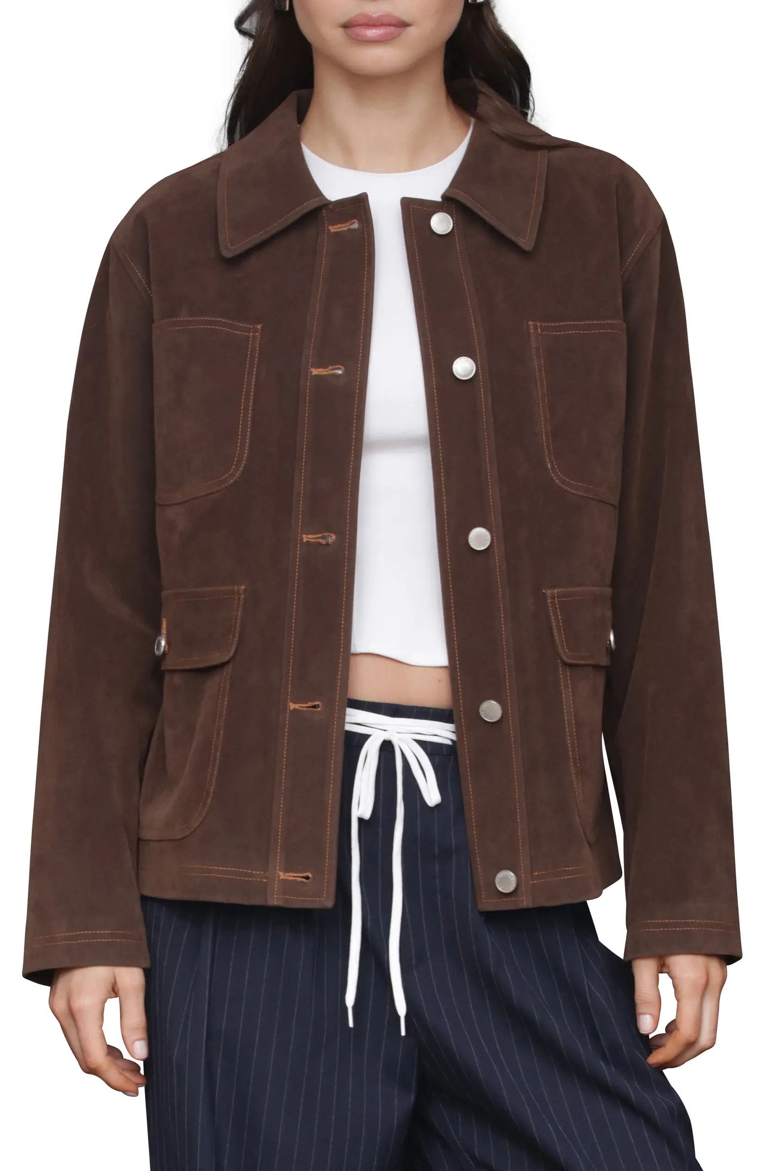 Avec Les Filles Faux Suede Crop Barn Jacket | Nordstrom | Nordstrom