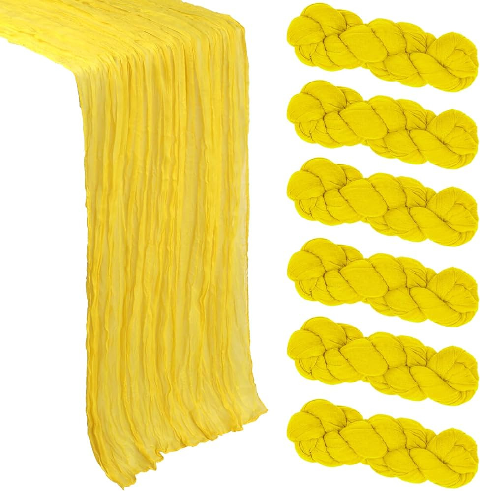 6 Pack Lemon Yellow Cheesecloth Table Runner 10Ft Gauze Cheese Cloth Table Runner 35x120 Inch Boh... | Amazon (US)
