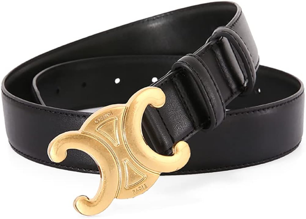 MoYoTo Women’s 2.5cm Thin Leather Belt Fashion Designer Belts for Jeans Pants Dresses with Gold... | Amazon (US)