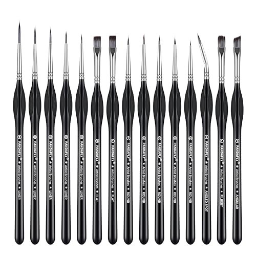 PANDAFLY Detail Paint Brushes Set, 15pcs Miniature Brushes for Fine Detailing & Art Painting - Acrylic, Oil, Watercolors & Paint by Number, Models, Face, Nail, Craft | Amazon (US)