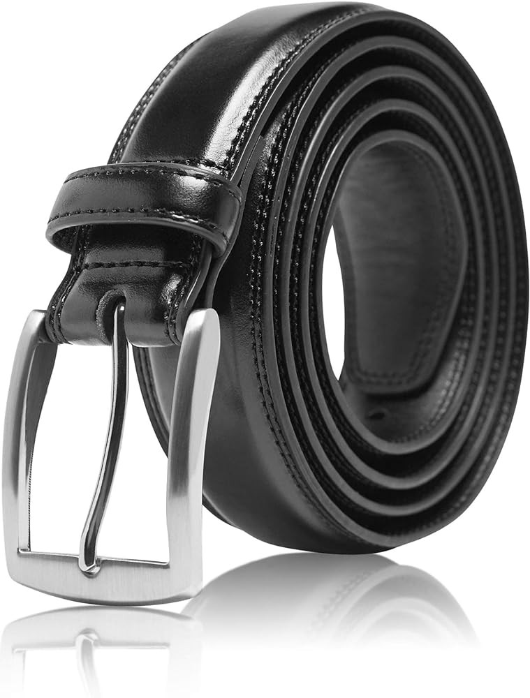 Genuine Leather Dress Belts For Men - Mens Belt For Suits, Jeans, Uniform With Single Prong Buckl... | Amazon (US)