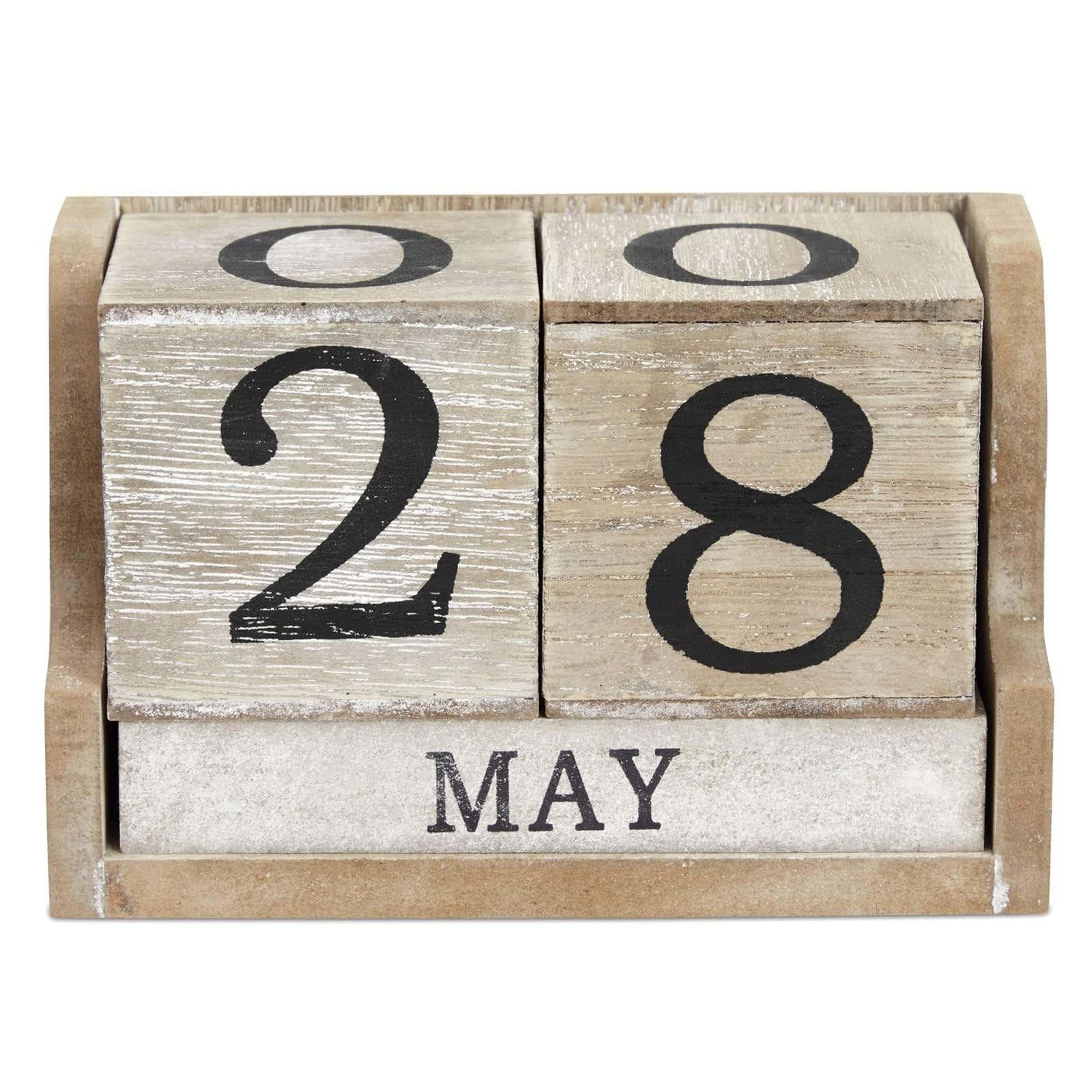 Wooden Perpetual Block Calendar for Desk, Wood Month Date Display Blocks for Teachers, Students, ... | Amazon (US)