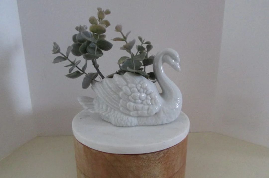 Beautiful Vintage Ceramic Swan Planter | Etsy (US)
