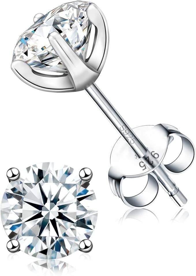 Stud Earrings for Women Men Girl, COMOSO 5A Cubic Zirconia Round Cut Lab Created Diamond Elegant ... | Amazon (US)