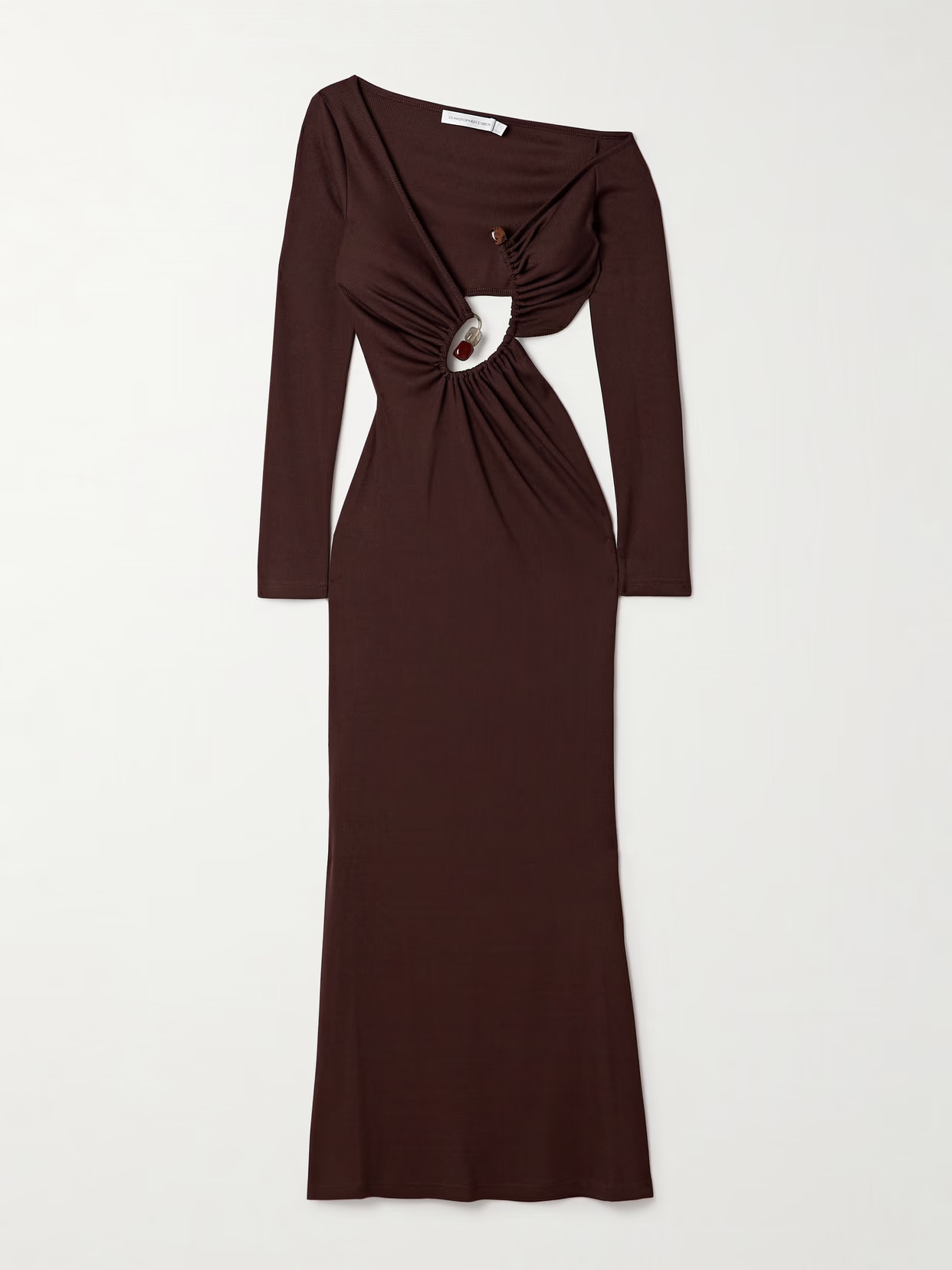 Christopher Esber - Spiral One-shoulder Cutout Emellished Ribbed-knit Maxi Dress - Brown | NET-A-PORTER (UK & EU)