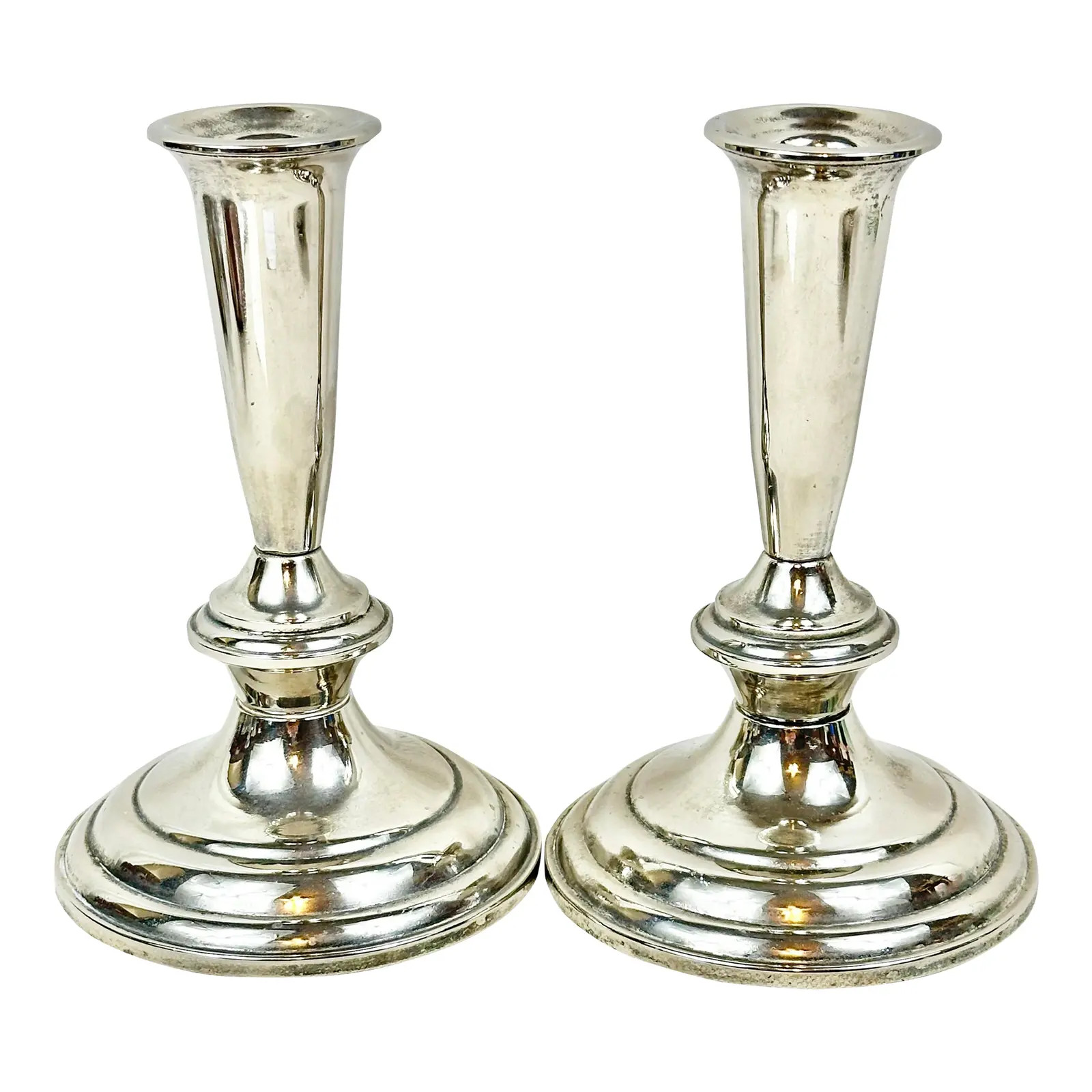 Vintage Weighted Silver-Plated Candle Sticks-A Pair | Chairish