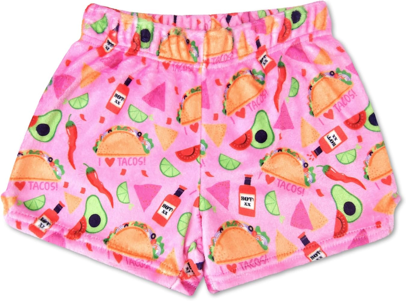 iscream Big Girls Silky Soft Bold Print Plush Fleece Shorts - Snack Shack Collection | Amazon (US)