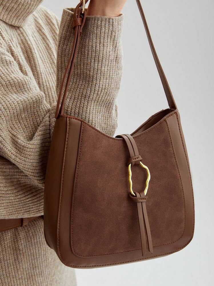 MOTF PREMIUM Bolso de hombro asimétrico para mujer con anillo de metal para el uso diario | SHEIN
