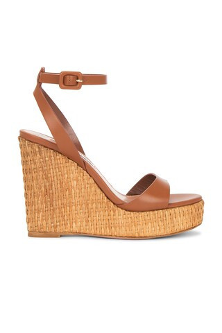 Aquazzura Sunseeker 110 Wedge Sandal in Tobacco - Brown. Size 40 (also in 38.5, 41). | FWRD 