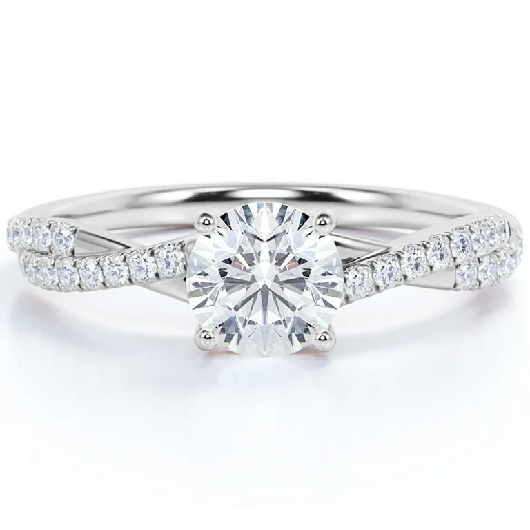 JeenMata 1 Carat infinity Round cut Moissanite Engagement Ring in 18K White Gold Over Silver | Walmart (US)