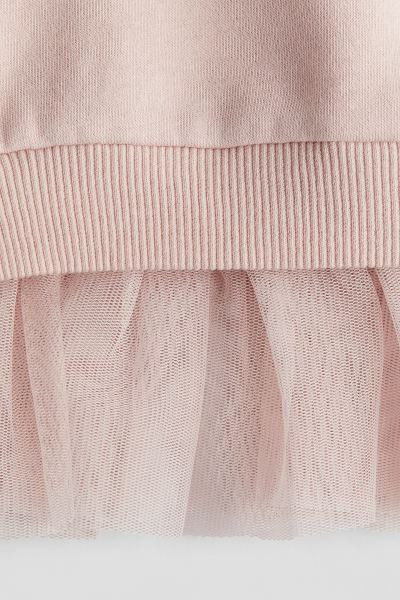 Sweatshirt Dress with Tulle Skirt - Round Neck - Long sleeve - Light dusty pink/bow - Kids | H&M ... | H&M (US + CA)