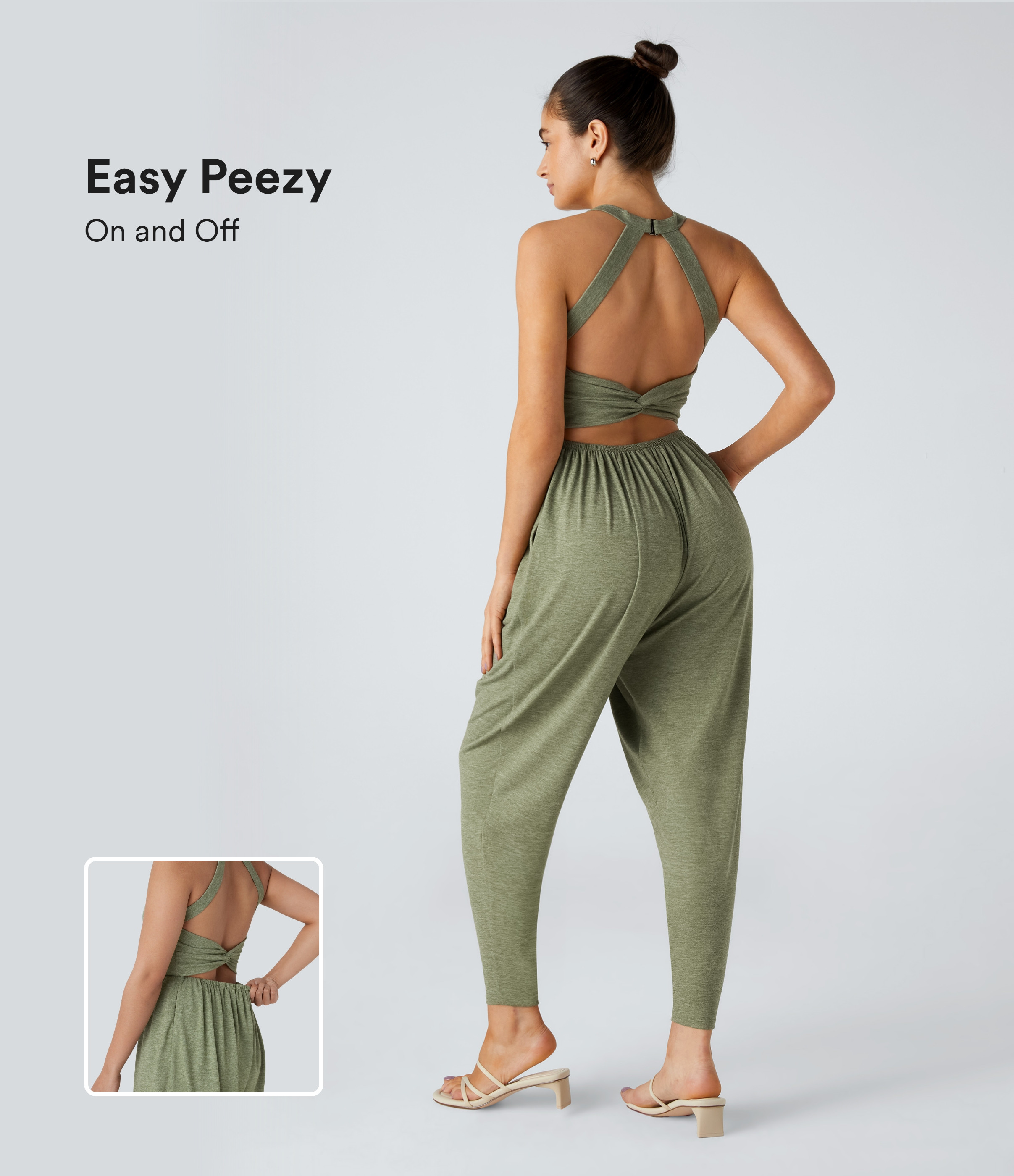 Women’s U Neck Pocket Harem Casual Jumpsuit-Easy Peezy Edition - Halara | HALARA