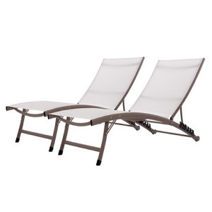 2 Piece White Aluminium Outdoor Patio Lounge Chair Set 71 | Christmas Central
