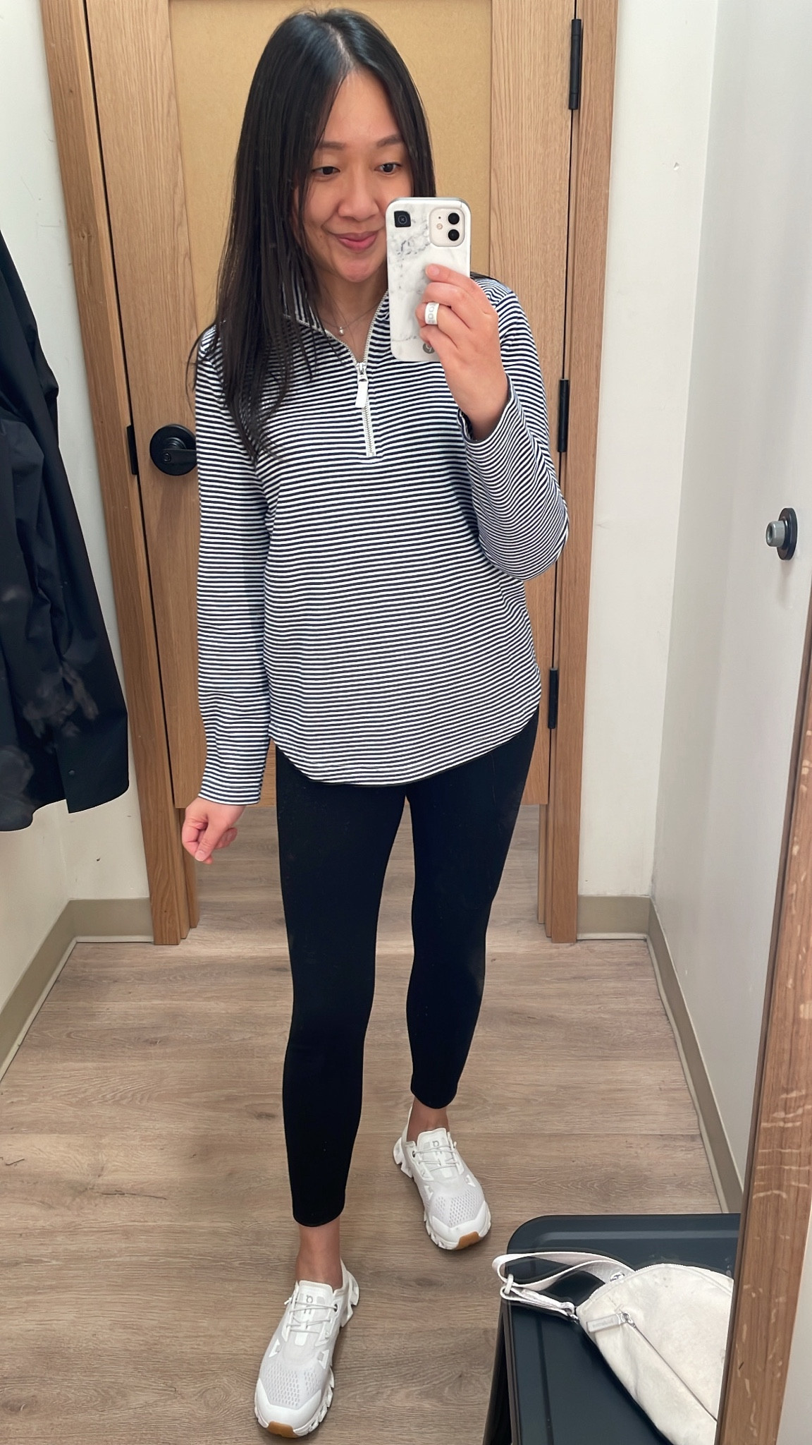 Soft striped pullover. I tried size S which is a relaxed fit before the store closed last night. I wish I tried XS for comparison. I'm petite so the length of size S covers my rear. I'm 5' 2.5" and 115 pounds.

Heattech ultra warm leggings in kids size 11-12. 

#LTKFindsUnder50 #LTKFindsUnder100 #LTKSaleAlert