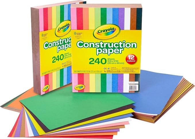 Crayola Construction Paper Bulk Pack (480 Sheets) – 10 Assorted Colors, 9x12, Teacher School Su... | Amazon (US)