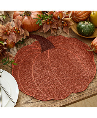 Elrene Chenille Pumpkin Placemat - Macy's | Macy's