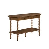 My Texas House Lewis Console Table in Warm Brown with Oval Top and Storage Drawers | Walmart (US)