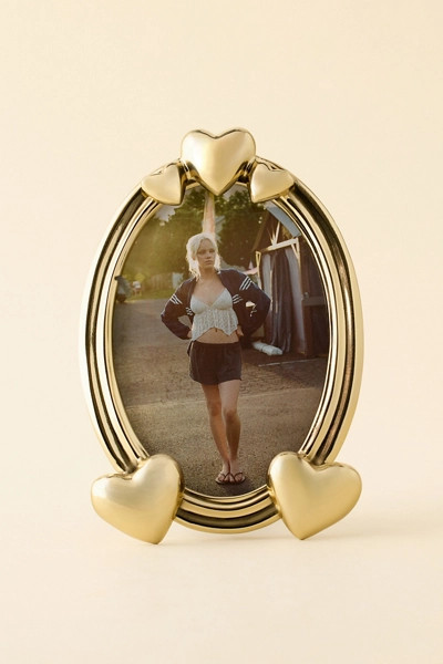 Golden Hearts 7" X 5" Oval Picture Frame | Urban Outfitters (US and RoW)