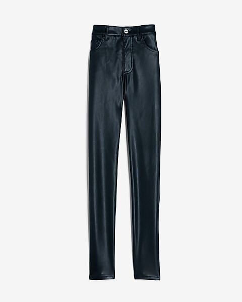 High Waisted Faux Leather Skinny Ankle Pant | Express