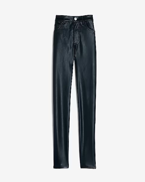 High Waisted Vegan Leather Skinny Ankle Pant | Express