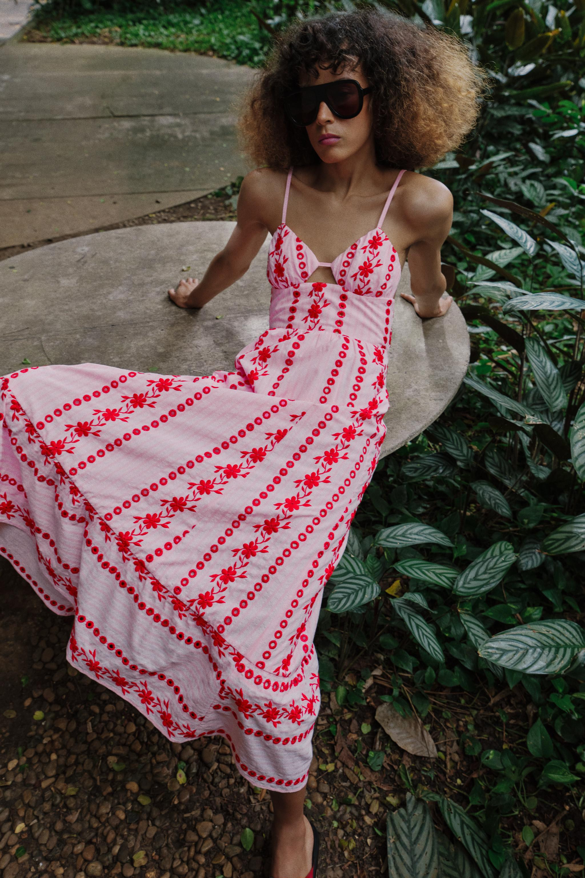 EMBROIDERED EYELET MIDI DRESS | Zara US