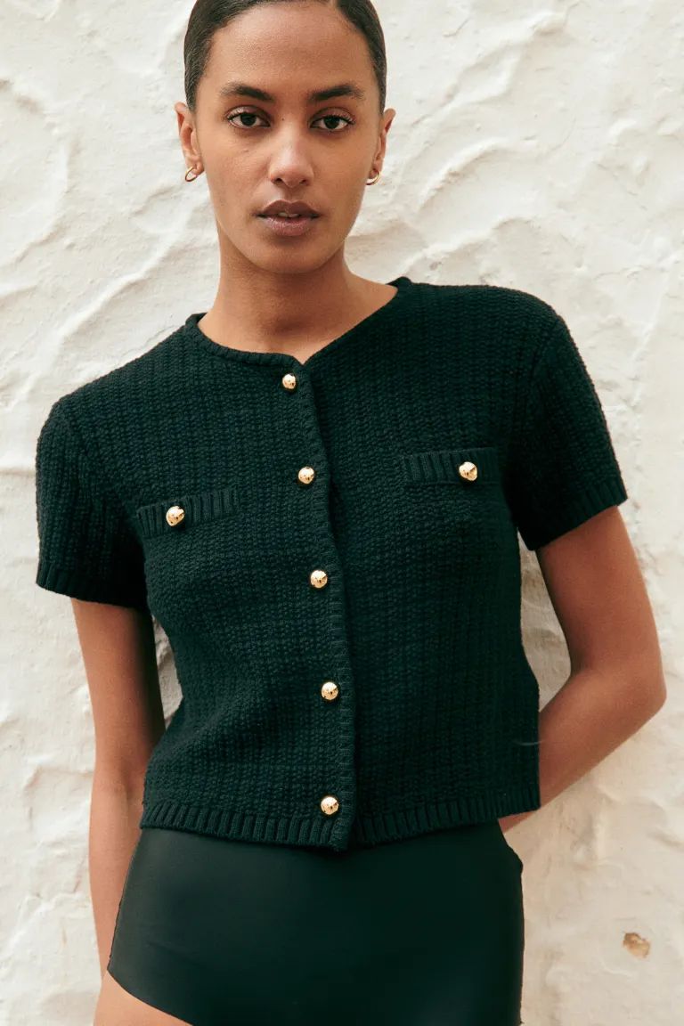 Structured-knit Cardigan - Black - Ladies | H&M US | H&M (US + CA)