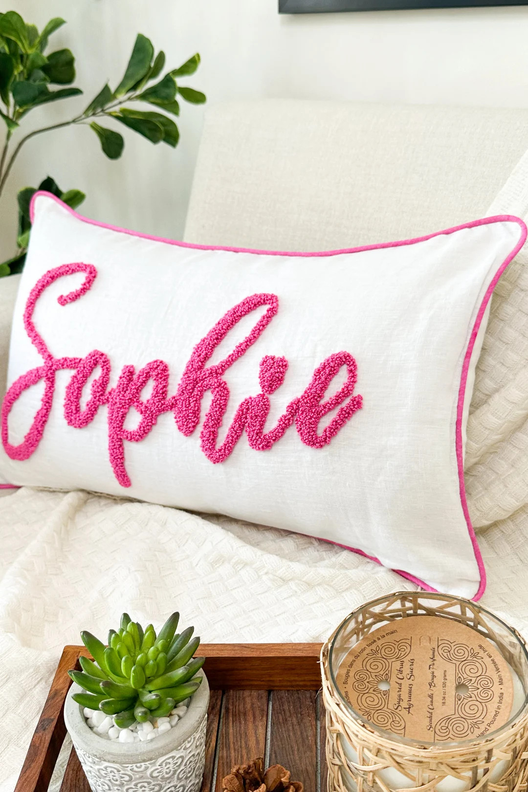 Personalized Baby Name Pillow Cover, Punch Needle Name Pillow, Nursery Gift, Kids Room Decor, Dor... | Etsy (US)