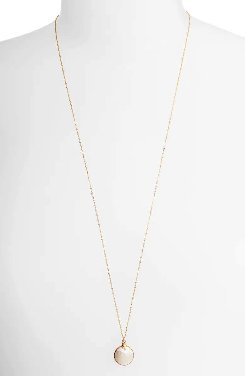 Angela Coin Pearl Long Pendant Necklace | Nordstrom