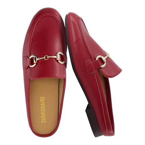 CUSHIONAIRE Yummy Slip On Womens Mules, Business Casual Loafers for Women with Low Heel and Metal Chain Detail, RED 7.5 | Amazon (US)