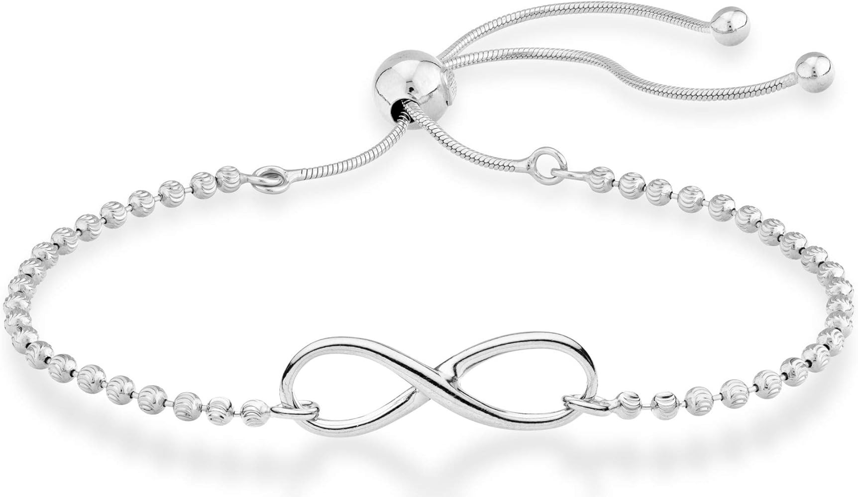 Miabella 925 Sterling Silver or 18Kt Yellow Gold Over Silver Infinity Adjustable Bolo Beaded Ball... | Amazon (US)