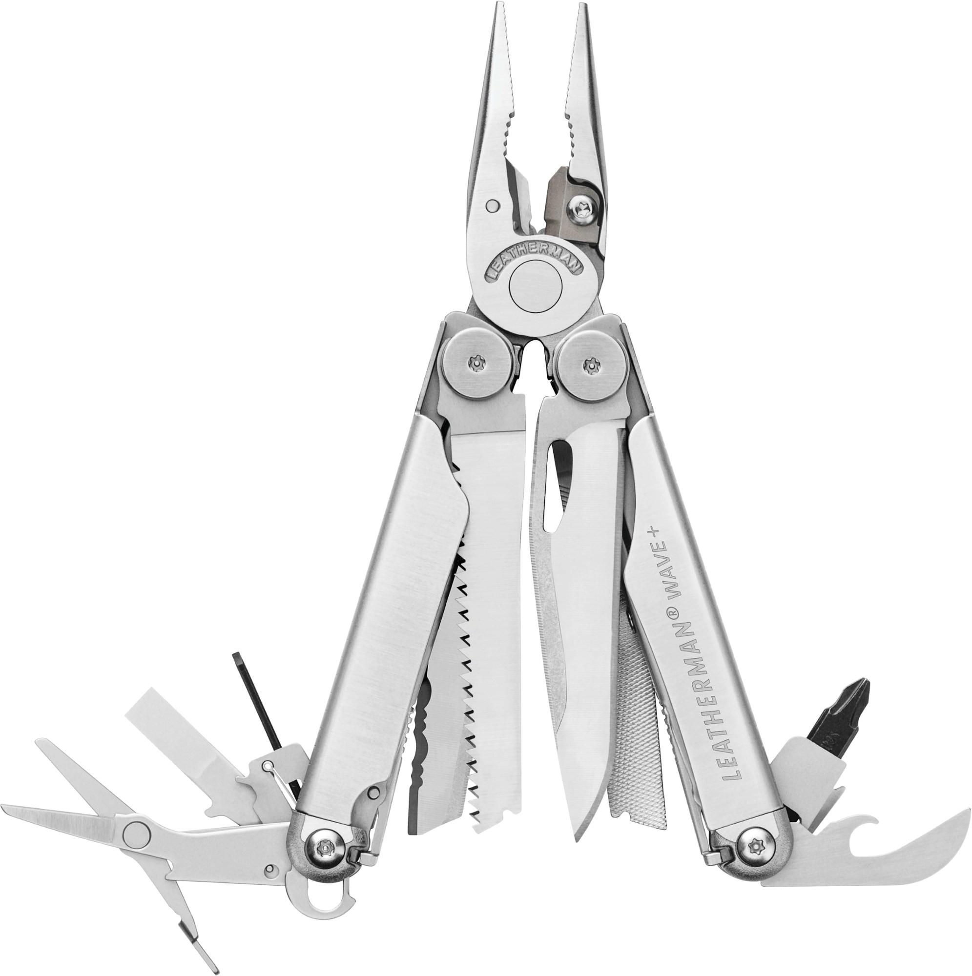 Leatherman Wave Plus multitool in gray stainless steel