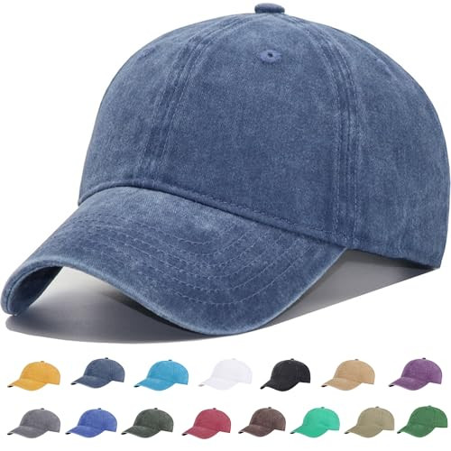 YEANIY Navy Blue Vintage Washed Baseball Caps, Dad Blue Golf Ball Hats for Men Women | Amazon (US)