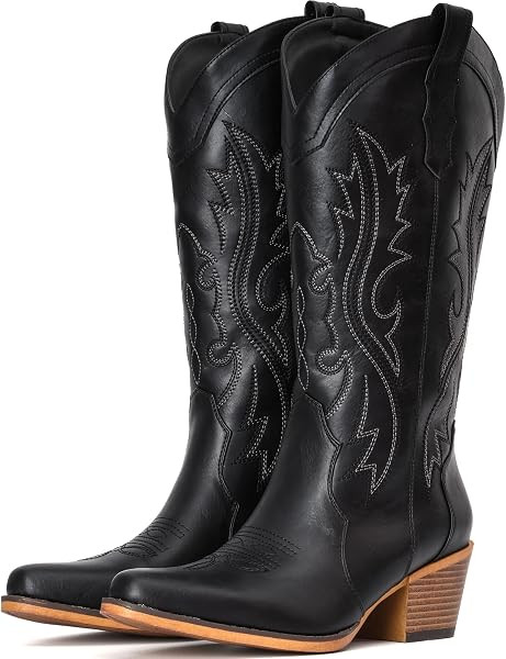 Cowboy Boots For Women Western Cowgirl Boots Mid Calf Snip Toe | Amazon (US)