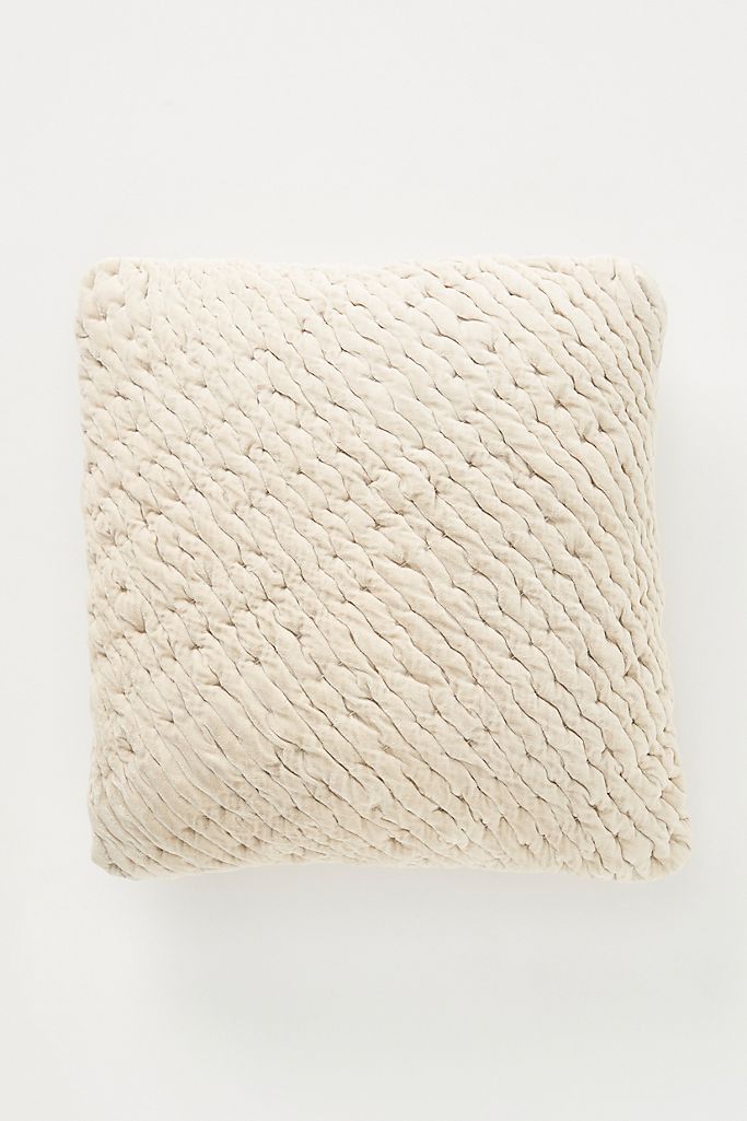 Kantha-Stitched Washed Velvet Cushion | Anthropologie (UK)