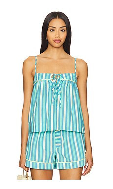 Damson Madder Ellis Shell Top in Bold Turquoise Stripe from Revolve.com | Revolve Clothing (Global)