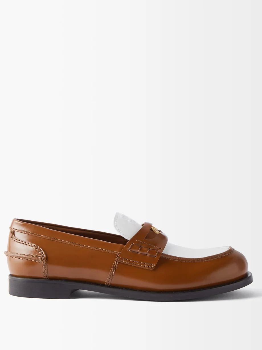 Two-tone patent-leather penny loafers | Miu Miu | Matches (UK)