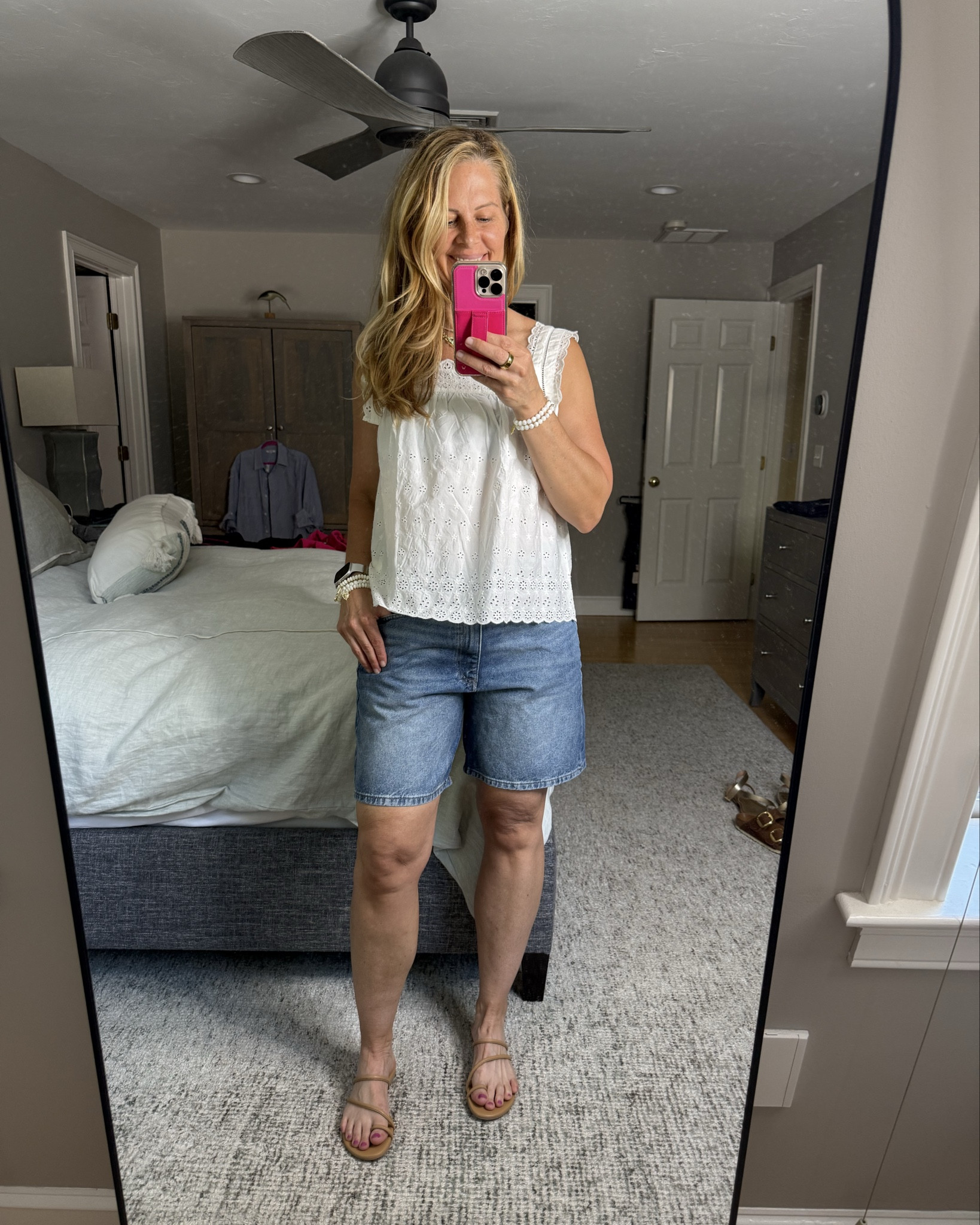 Jorts?!  They are back!  I love wearing these when I’m heading out to dinner and don’t feel like wearing a dress. I think you can really elevate the look with a longer cut denim paired with a super cute top. This is a Collab with Dan and gap and then grab a pair of sandals that are neutral and have the bag match see photos.

#LTKStyleTip #LTKSeasonal #LTKOver40