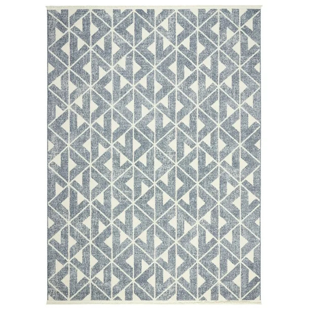 Wanda June Home Geo with Fringe Area Rug, Blue, 5'2" x 7'2" by Miranda Lambert - Walmart.com | Walmart (US)