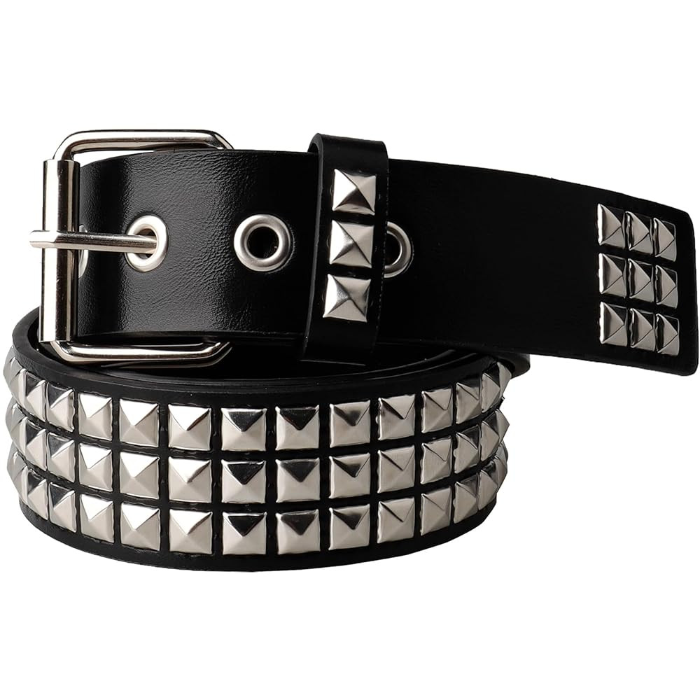 Studded Belt Metal Punk Rock Rivet Belts for Women/Men Grommet Pyramid Goth | Amazon (US)