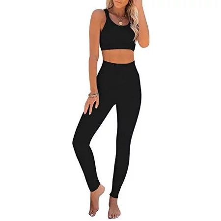 luvamia Women's Workout Sets 2 Piece Outfits High Waisted Yoga Leggings and Sports Bra Gym Clothes B | Walmart (US)