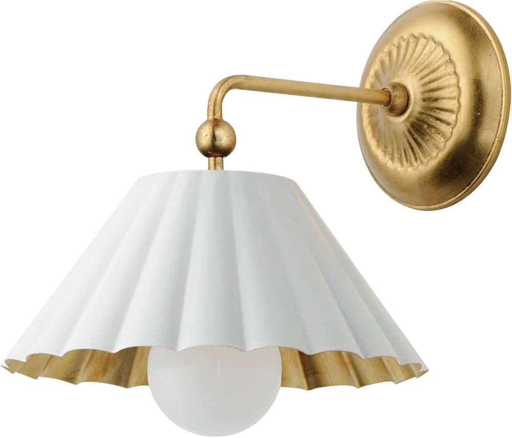 Maxim Primrose 1 Light Wall Sconce with Matte White/Gold Leaf Finish | Amazon (US)