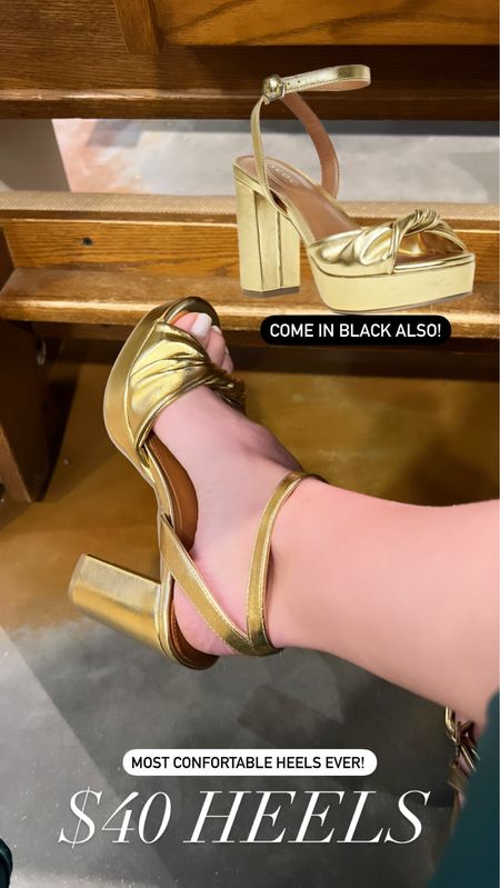 Walmart heels 
Come in black also 
Platform heels
Gold 
Under $50 


#LTKunder50 #LTKshoecrush #LTKunder100