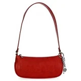 No Boundaries Women's Faux Leather Moto Shoulder Bag with Bag Charm, Carmine Red | Walmart (US)